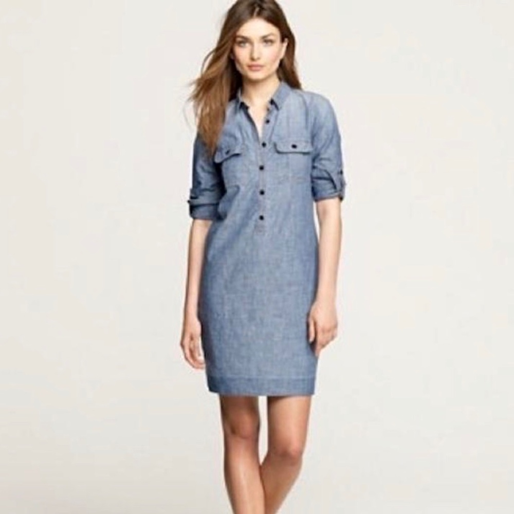 J.Crew Blue Chambray Classic Shirtdress